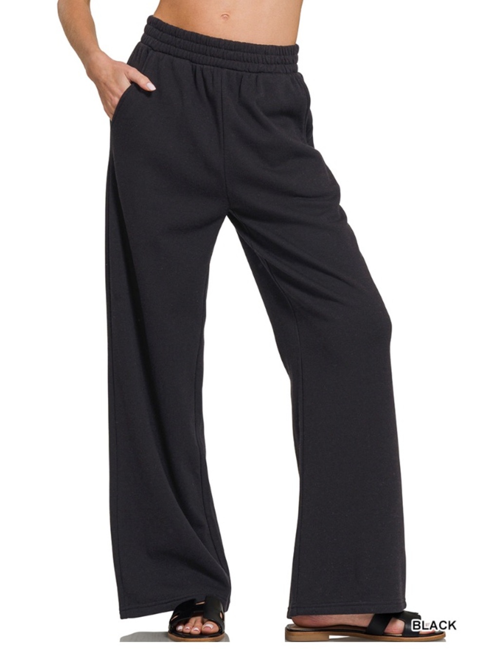 92 Zenana black FLEECE PANTS WITH POCKET